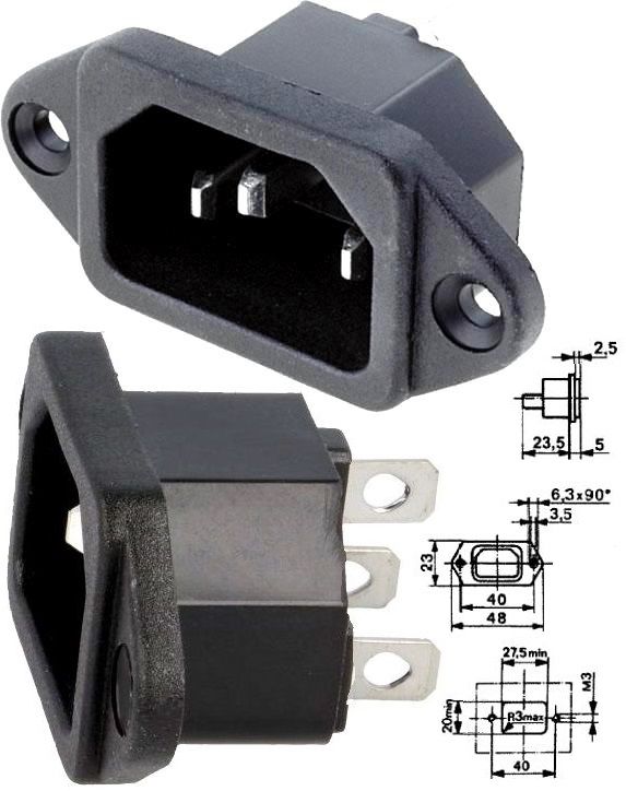 Base IEC-C14 macho CS